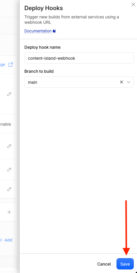 Deploy hook creation form in Cloudflare Pages