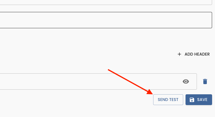 Send Test button on the Content Island webhook form