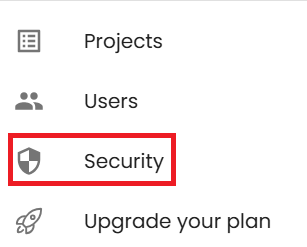 selected security option