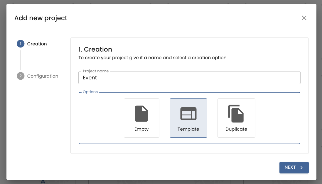 Add project button