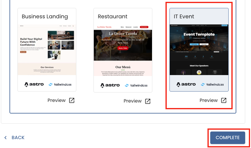 Choose IT Event template